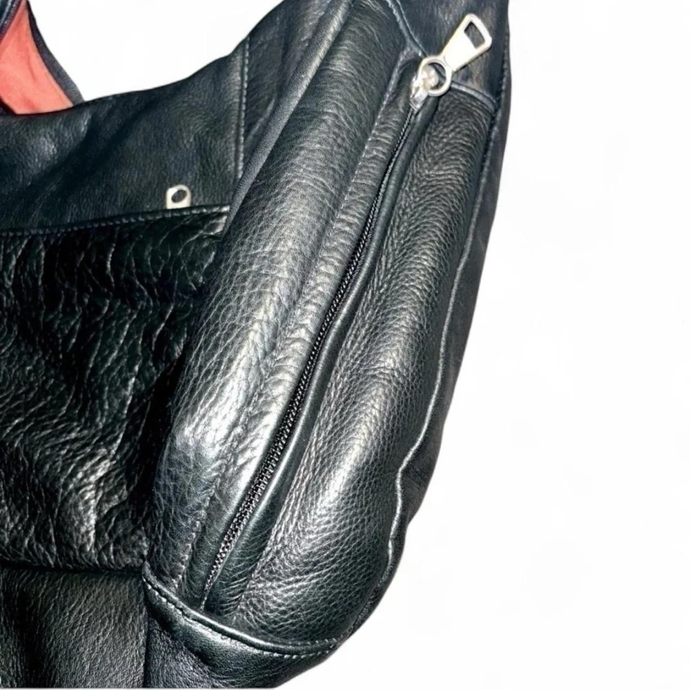 CORONADO LEATHER Black Leather Concealed Carry Hobo Purse